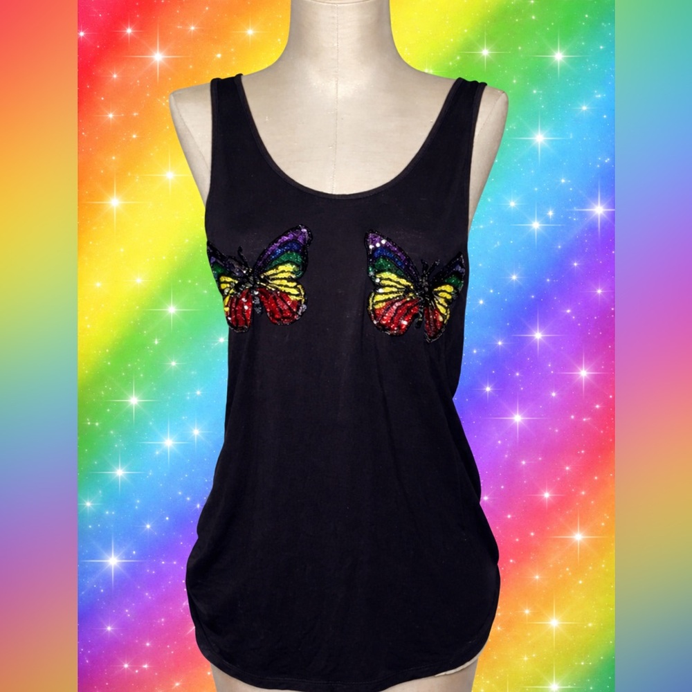 Butterfly sequenced tank top size S NWT - Picture 1 of 5